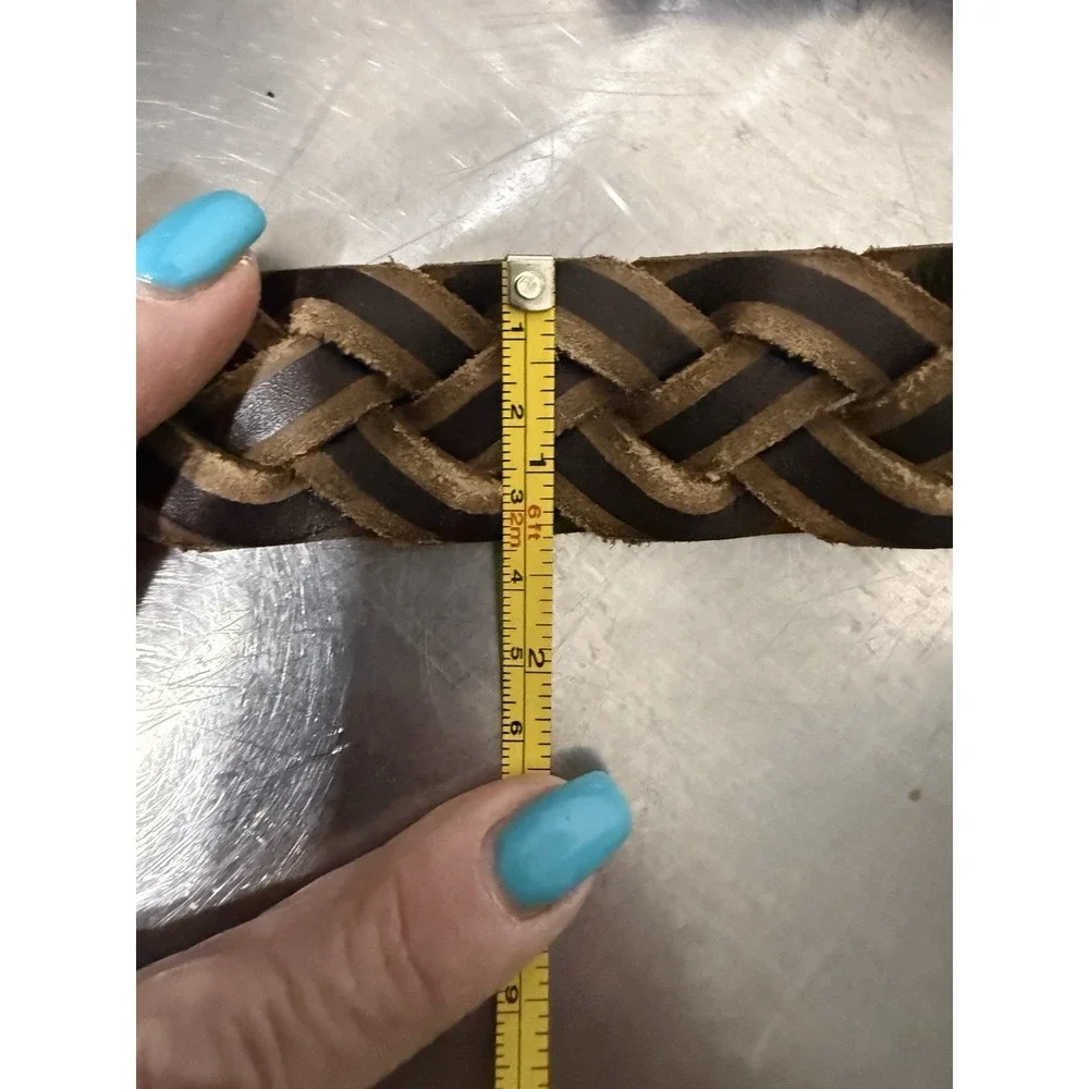 Tommy Bahama Brown Braided Leather Belt Size 44 Woven Casual Men's 1.75